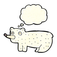 funny cartoon polar bear with thought bubble