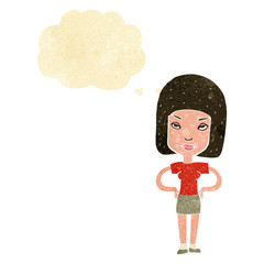cartoon annoyed woman with thought bubble