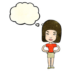 cartoon annoyed woman with thought bubble