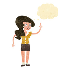 cartoon pretty woman with idea with thought bubble
