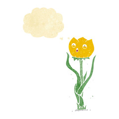 cartoon flower with thought bubble