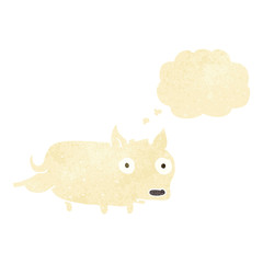 cartoon little dog cocking leg with thought bubble