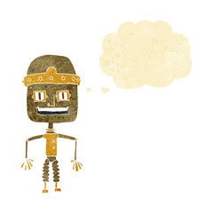 funny cartoon robot with thought bubble