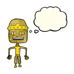 funny cartoon robot with thought bubble