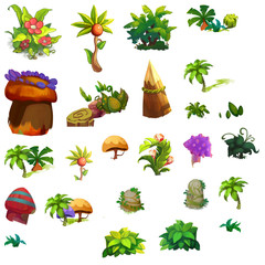 Illustration: Isolated Natural Elements Set 2 - Game Assets Design