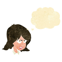 cartoon annoyed woman with thought bubble
