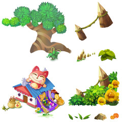 Illustration: Isolated Natural Elements Set 6 - Game Assets Design