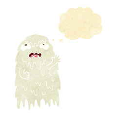 gross cartoon ghost with thought bubble