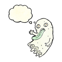 gross cartoon ghost with thought bubble