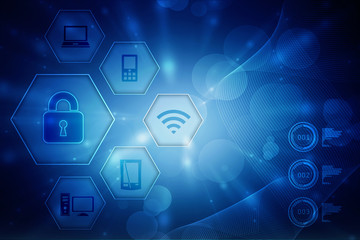 Safety concept: Closed Padlock on digital background