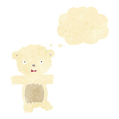 cartoon shocked polar bear cub with thought bubble