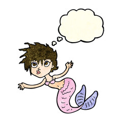 cartoon mermaid with thought bubble