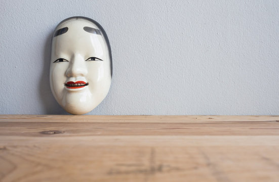 Traditional japanese theater masks made of iron