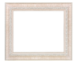 White vintage photo frame isolated on white background with clip