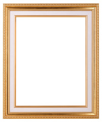Gold photo frame isolated on white background with clipping path