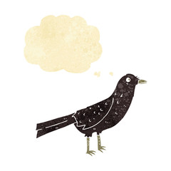 cartoon crow with thought bubble