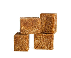 Brown sugar on a white background