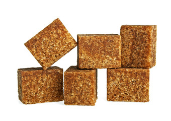 Brown sugar on a white background