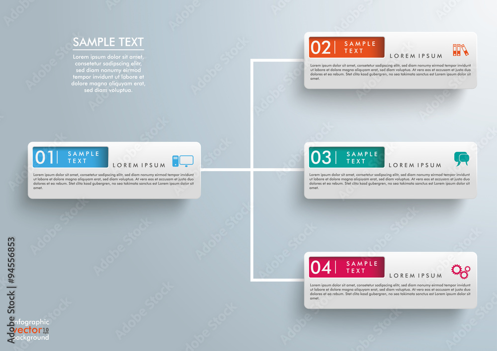 Wall mural network symbol infographic 4 tabs