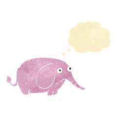 cartoon sad little elephant with thought bubble