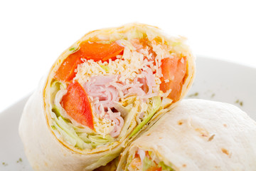 Veggie and ham wrap