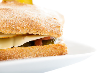 Bread roll sandwitch closeup