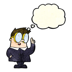 cartoon scientist with thought bubble