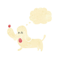 cartoon happy dog with thought bubble