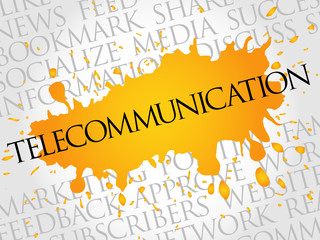 Telecommunication word cloud, business concept