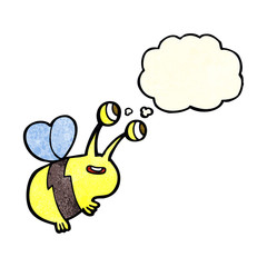 cartoon happy bee with thought bubble