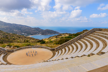 The ancient amphitheatre, IOS island, Cyclades, Greece.
