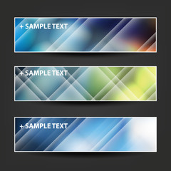 Set of Horizontal Banner or Header Designs for Christmas, New Year or Other Holidays with Colorful Striped Pattern Background