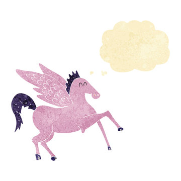 cartoon pegasus with thought bubble