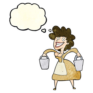 recommend clip art: cartoon milkmaid carrying buckets with thought bubble