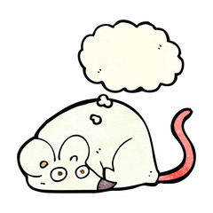 cartoon white mouse with thought bubble
