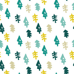 Obraz premium Seamless christmas tree pattern in flat style
