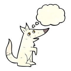 cartoon wolf cub with thought bubble