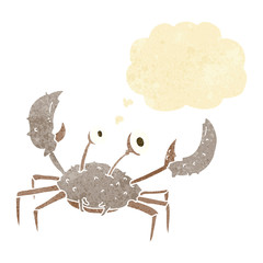 cartoon crab with thought bubble