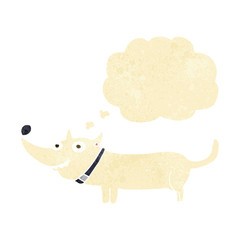 cartoon happy dog with thought bubble