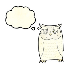 cartoon owl with thought bubble