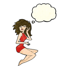 cartoon sexy woman with thought bubble