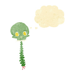 spooky cartoon sull and spine with thought bubble