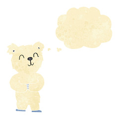 cartoon happy little polar bear with thought bubble