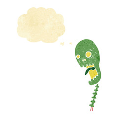 funny cartoon skull with thought bubble