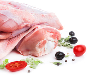 raw wings with bone of turkey from on side