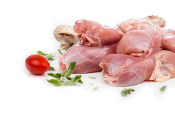 raw fillet carcasses of chickens from on side
