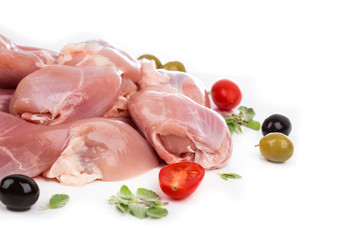 raw fillet carcasses of chickens from on side