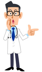 Fototapeta premium 指差してささやく医師