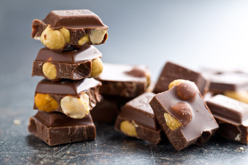 sweet chocolate with hazelnuts