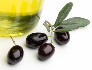 olives with oil isolated on white  background